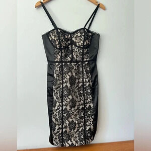 Guess Black & Cream Lace  Mini Dress | Size 3